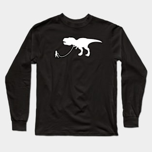 T-Rex Dinosaur Pet on Leash Long Sleeve T-Shirt